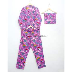 Conjunto de pijama de algodón con estampado floral, suave y ligero, para mujer, para dormir por la noche. - Product Image 3