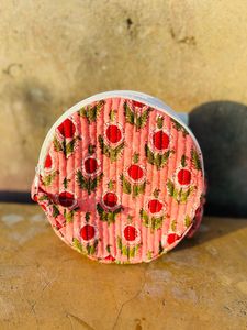 Handmade Quilted Embroidered Coin <b>Pouch</b> 100% Cotton Floral Print Zipper Wallet <b>Mini</b> Cosmetic <b>Pouch</b> for Women - Product Image 3