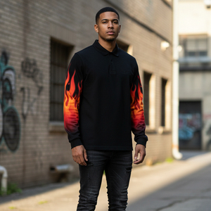 Multi Color Optional Men Long Sleeve Polo Shirt <b>Classic</b> Fit Soft Pique Knitted Full Sleeve Polo Tee Shirt For Outing - Product Image 6