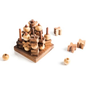 Juego de Tic Tac Toe 3D de Madera, Hecho a Mano, Rompecabezas de Madera, Juego de Mesa para Mesa de Centro - Product Image 3