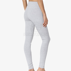 High Waist Full Length Solid Gray Yoga <b>Leggings</b> Seamless Four-Way Stretch Elastic Waist Pants - Product Image 3