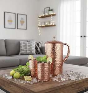 Jarra de Cobre Estilo Antiguo Bold Blossom, Beneficios Ayurvédicos, Duradera, Perfecta para el Hogar, Restaurantes y Oficinas, Disponible a Buen Precio - Product Image 1