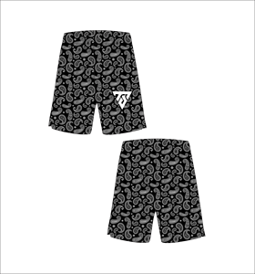 Men's Paisley Pattern Board <b>Shorts</b> Quick Dry Elastic Waist Casual <b>Swimwear</b> Front Logo Printed Design - Product Image 1