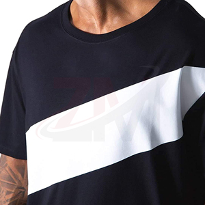Camiseta de Manga Corta para Hombre, Negra y Blanca, Lisa, al por Mayor, Cuello Redondo, Corte Regular, Estampada, 100% Algodón, Tejido Jersey Lavado - Product Image 5