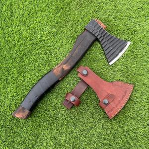 Hand-Forged Industrial High Carbon Steel <b>Axe</b> Custom OEM Ashwood <b>Handle</b> Bearded Hatchet Leather Sheath Camping Bushcraft - Product Image 1