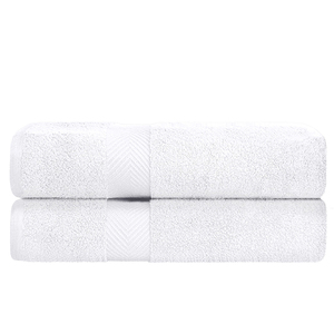 Ensemble de serviettes de bain en coton blanc, couleur unie, rectangulaires, teintes, douces pour la peau, style usage domestique - Product Image 2