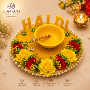 Bandeja Decorativa Floral Tradicional India Hecha a Mano para Ceremonia Haldi, Plato de Pooja, Bandeja Ritual para Recuerdos - Product Image 2