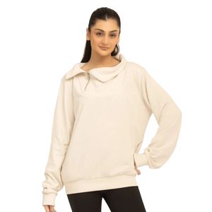 Women's Oversized Hooded Sweatshirt Long Sleeve <b>Cowl</b> <b>Neck</b> Relaxed Fit Solid Color Knitted Cotton Pullover Casual Top - Product Image 1