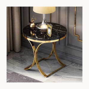 Table d'appoint en métal faite à la main avec plateau en marbre, design élégant et moderne, meubles de maison personnalisés, nouvelle collection - Product Image 6