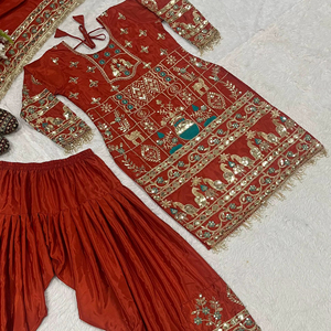 Ensemble haut, salwar dhoti et dupatta pour femme, look de soirée, création de styliste - Product Image 1