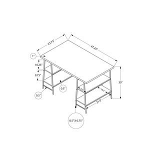 Scrivania Moderna Contemporanea da 48 Pollici per Ufficio Domestico con Ripiani Portaoggetti, Laminato Marrone e Metallo Nero per Lavoro con Laptop - Product Image 4