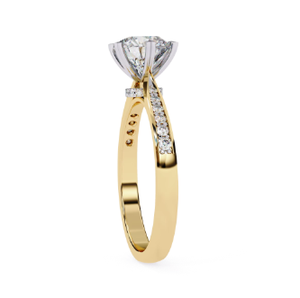 Bague de fiançailles en diamant taille ronde, bague solitaire de luxe en diamant - Product Image 5