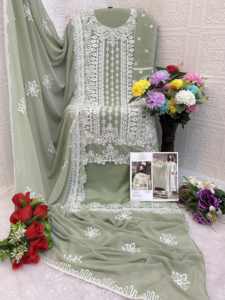 ชุดสาหรี่กามีซปักลายผ้าจอร์เจตต์ฟ็อกซ์ ฟอร์ เกออร์เจตต์ แบบกึ่งสำเร็จรูป สำหรับงานแต่งงาน งานดิวาลี และงานปาร์ตี้ - Product Image 6