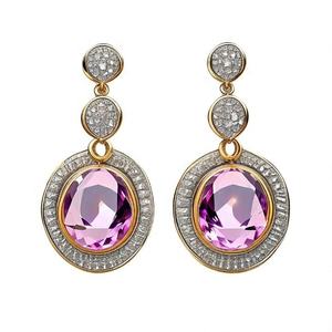 Pendientes colgantes de plata de ley 925 para mujer, joyería de piedras preciosas de amatista chapada en oro a la moda - Product Image 2