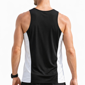 Débardeur noir sans manches pour homme en maille respirante 78% coton 22% élasthanne, idéal pour l'entraînement, la gym et le quotidien - Product Image 3
