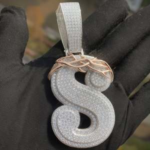 Colgante de Moissanita con Número Personalizado Estilo Hip Hop, Plata 925, Unisex, con Cadena de Cuerda y Números Arábigos, Pasa Prueba de Diamante - Product Image 2