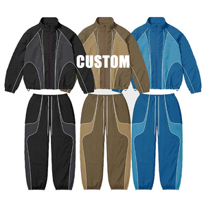Custom Nylon Track <b>Hoodie</b> Oversized Boxy Fit Windbreaker Embroidery Zip up Men Hoodies - Product Image 4