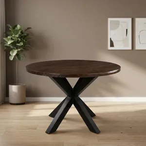 Mesa de Centro Redonda Moderna de Madera con Diseño de Base en X para Muebles de Sala de Estar - Product Image 3