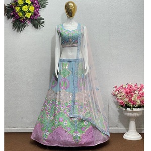 Robe de mariée marron de qualité supérieure pour femme, en fausse georgette lourde, semi-couturée, pour mariages et occasions festives - Product Image 1
