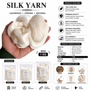 Fil de Soie Naturelle 100% Pure Premium Multifilament Blanc Naturel pour Tissage, Broderie et Tricot - Product Image 5