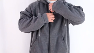 Sudadera con capucha para hombre de alta calidad, extragrande, gruesa, con cremallera, estilo vintage, efecto desgastado por el sol, con lavado ácido. - Product Image 5