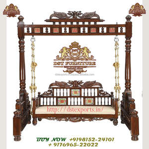 Columpio de madera de teca diseñado por pavo real para el hogar, Columpio de madera de teca tallada de pavo real para interiores, columpio tallado de pavo real antiguo en negro - Product Image 6