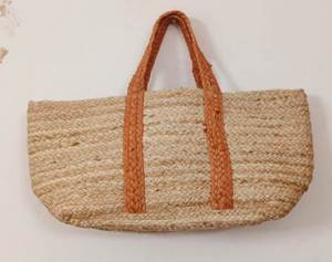 Sac fourre-tout bohème en paille avec pompon turquoise et poignées tressées pour la plage, sac à main léger pour femme - Product Image 5
