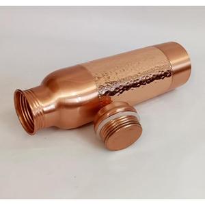 Ayurvedic Certified Plain Copper Water <b>Bottle</b> With Hammered Design Grip Easy To Carry For Office Home Drinking Use Wholesale - Product Image 6