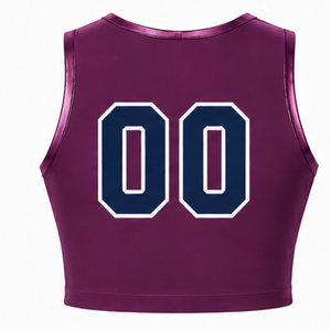Maillot de cheerleading rose sans manches, crop top personnalisé, uniforme sportif d'équipe, tenue athlétique de performance, vêtements d'entraînement - Product Image 2