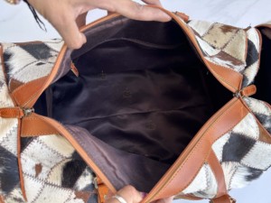 กระเป๋าเดินทางหนังวัวแท้ลายตาราง ดีไซน์ทำมือสุดฮิต กระเป๋าเดินทางอเนกประสงค์ขนาดใหญ่สำหรับทุกเพศ - Product Image 6