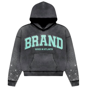 Sudadera con Capucha Personalizada 2026, Estilo Urbano, Brillante, con Pedrería y Diamantes Bordados, Ecológica, 100% Algodón, Felpa Francesa, con Bolsillo, Corte Regular para Hombre - Product Image 6