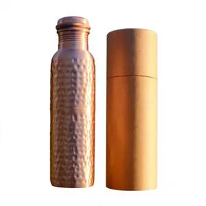 Handcrafted Hammered Pure Copper Water <b>Bottle</b> With Gift Box Packaging Copper <b>Flask</b> For Wellness - Product Image 1