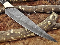 Damascus koksmes met houten handvat, ambidextrous, hoogglans afwerking, milieuvriendelijk, vintage stijl, handgemaakt, multifunctioneel voor kamperen