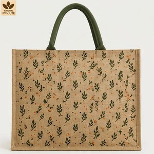 Sac de courses en jute naturel laminé, sac de courses pour la vente au détail, 40x34x16 cm, logo personnalisé, vente en gros, OEM, marque privée, modèle MY-JT-11 - Product Image 2