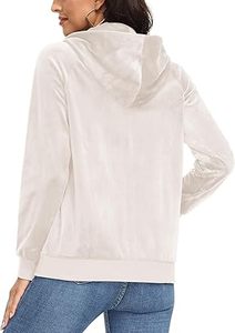 Sudadera con capucha y cremallera frontal de terciopelo transpirable, elegante, ecológica, personalizada, lisa, para mujer, talla grande, con cremallera en la cintura - Product Image 3
