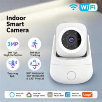 Caméra de sécurité intérieure intelligente sans fil 3MP Wi-Fi avec vision à 360° °   Alertes de suivi de mouvement avec vision nocturne couleur et rotation