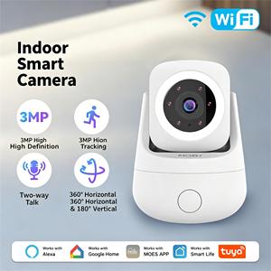 Wireless Smart Home <b>Camera</b> 3MP Wi-Fi Indoor Security <b>Camera</b> with 360° Rotation Color <b>Night</b> <b>Vision</b> Motion Tracking Alerts - Product Image 5