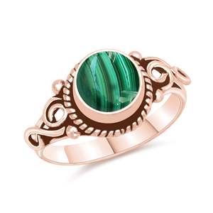 Bague ajustable en malachite délicate, en pierre précieuse véritable, avec cristal réglable - Product Image 2