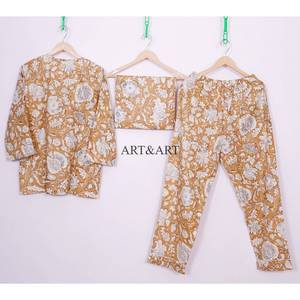 Conjunto de Pijama Elegante y Sexy para Mujer, Estampado Floral Bohemio, 100% Algodón, Cintura Elástica, Talla Grande, Casual, de Secado Rápido - Product Image 5