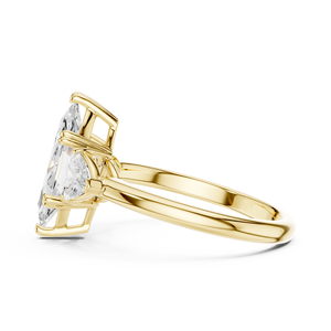 Bague en or pour femme, coupe Marquise, avec grappe de pierres, accent incurvé en forme de triligne, pierres latérales, solitaire, pour fiançailles et mariage, sertie à griffes, modèle moulé - Product Image 4