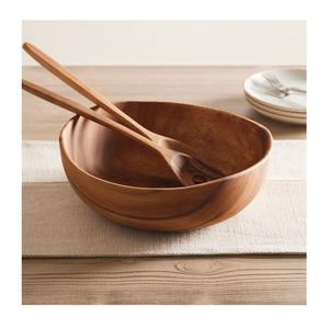 Tazón Redondo de Madera Maciza Estilo Vintage, Tazón para Ensalada, Tazón para Sopa - Product Image 4