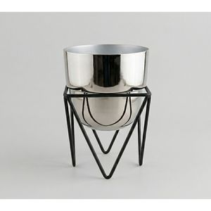 Macetero de Metal con Acabado Plateado de Primera Calidad con Soporte, Diseño Moderno, Soporte para Macetas de Interior y Exterior, Artículo Decorativo para el Hogar y el Jardín - Product Image 1