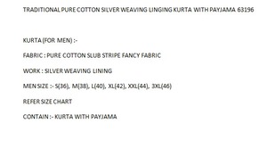 KURTA TRADICIONAL DE ALGODÓN PURO CON TELA PLATEADA Y PAYJAMA 63196 SPAR-SR- KURTA PARA HOMBRE BLANCA A BAJO PRECIO, CONJUNTO PAQUISTANÍ - Product Image 2