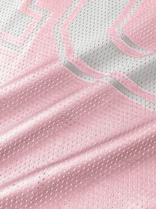 Camiseta Deportiva Casual de Fútbol Americano para Hombre, Color Rosa, Cuello en V, con Número Personalizado, Impresión por Transferencia de Calor, Talla Grande, para Invierno - Product Image 3