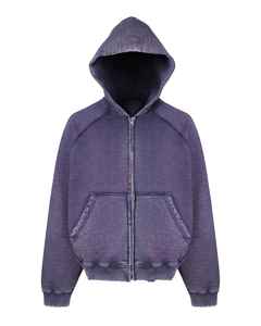 Hoodies zippés courts personnalisés de haute qualité, effet délavé, en tissu épais - Product Image 1