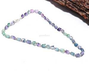 Collar de Fluorita Natural Facetada con Cuentas, Joyería Artesanal de Gema de Fluorita, Elegante Collar de Piedra de Nacimiento de Marzo - Product Image 2