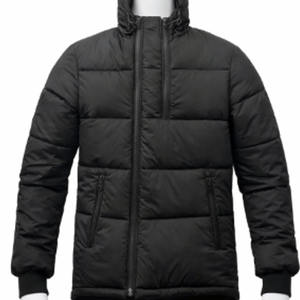 Chaqueta Acolchada de Invierno para Hombre, Informal, de Lona Transpirable con Revestimiento, con Capucha Desmontable, Manga Larga, Cierre Frontal con Logotipo, 100% - Product Image 1