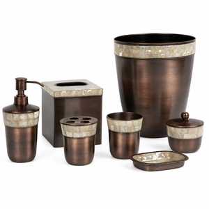 Modern Eco-Friendly Hammered Stainless Steel <b>Bathroom</b> <b>Accessories</b> <b>Set</b> 5-Piece Silver Metal Vanity Organizer for Home Hotel Decor - Product Image 3