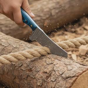 Couteau de boucher de cowboy en acier Damas forgé à la main, couteau de ranch personnalisé OEM à lame pleine, manche en bois avec étui en cuir type pancake - Product Image 4