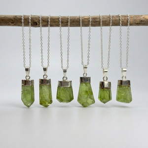 Genuine Peridot Pendant Necklace 925 Sterling Silver Cap Green Peridot from Pakistan <b>Raw</b> <b>Crystal</b> jewelry for women and men - Product Image 1